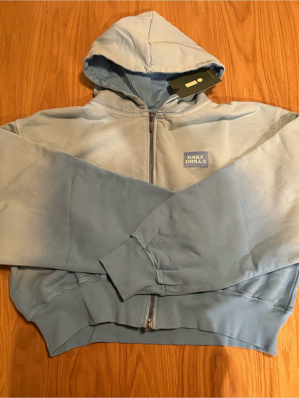 Daily Drills Double Zip Hoodie - Sunsoaked Malibu with Monochrome Patch M/L NWT